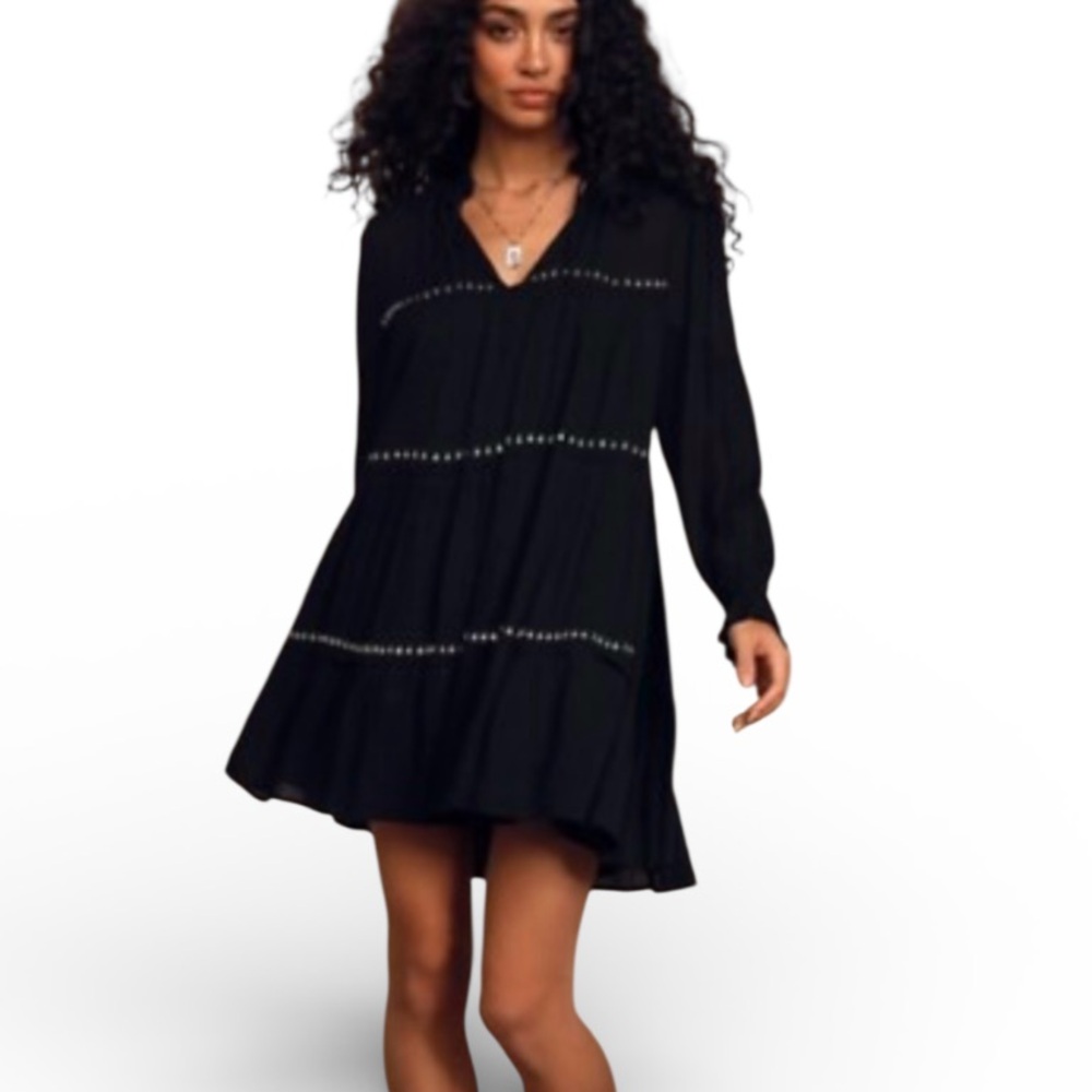 Lulus black flowy boho tiered dress XS